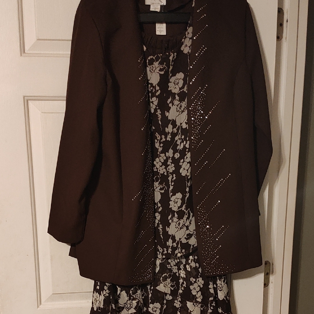 Brown Floral Dress with Jacket